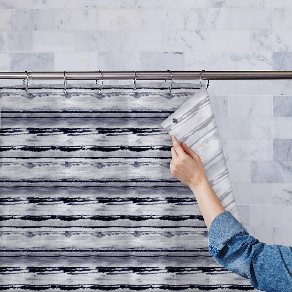 Abstract Watercolor Stripes Washable Waterproof Shower Curtain - Shower Curtains - ArtzFolio.com
