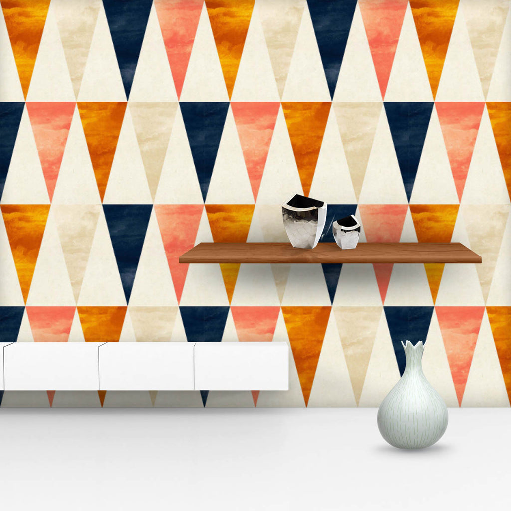 Colorful Triangles D4 Wallpaper Roll-Wallpapers Peel & Stick-WAL_PA-IC 5015564 IC 5015564, 70s, Ancient, Culture, Ethnic, Flags, Geometric, Geometric Abstraction, Historical, Medieval, Nautical, Patterns, Retro, Scandinavian, Signs, Signs and Symbols, Traditional, Triangles, Tribal, Vintage, World Culture, colorful, d4, wallpaper, roll, pattern, seamless, blue, design, navy, texture, background, simple, backdrop, beige, bunting, collection, color, copper, cute, paper, pink, shapes, subtle, trendy, triangle,