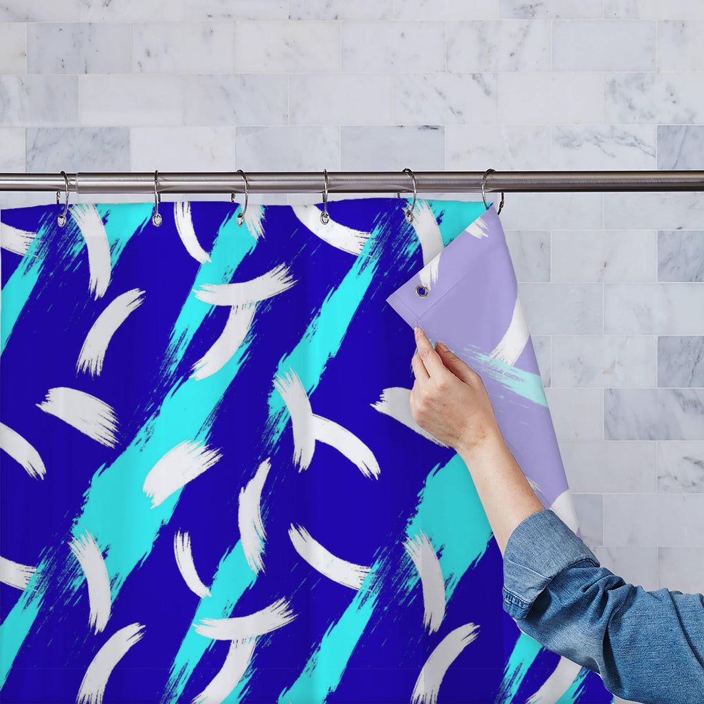Abstract Brush Stroke D9 Washable Waterproof Shower Curtain - Shower Curtains - ArtzFolio.com