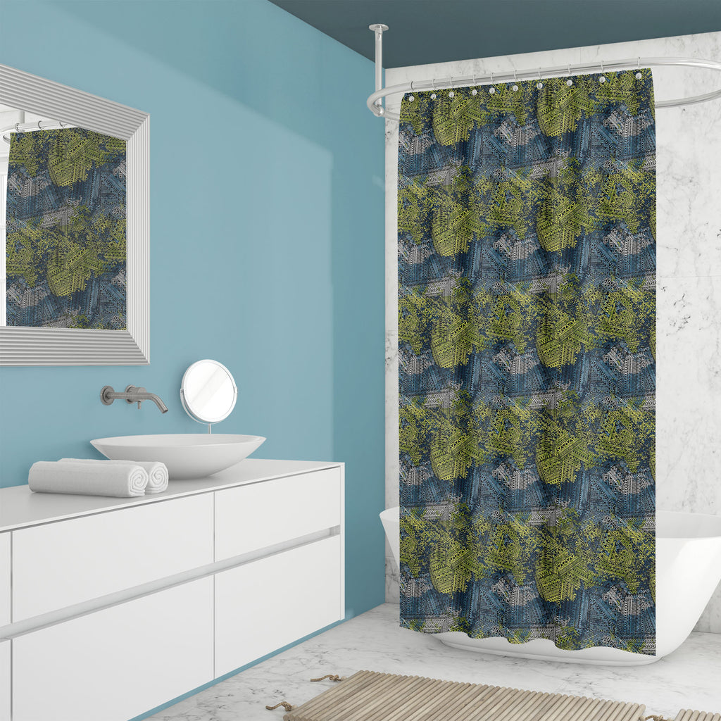 Tribal Watercolor Motif Style Washable Waterproof Shower Curtain-Shower Curtains-CUR_SH_EL-IC 5015586 IC 5015586, Abstract Expressionism, Abstracts, African, American, Ancient, Art and Paintings, Aztec, Black, Black and White, Culture, Digital, Digital Art, Drawing, Ethnic, Fashion, Geometric, Geometric Abstraction, Graphic, Historical, Illustrations, Indian, Medieval, Mexican, Modern Art, Patterns, Retro, Semi Abstract, Signs, Signs and Symbols, Traditional, Tribal, Vintage, Watercolour, World Culture, wat