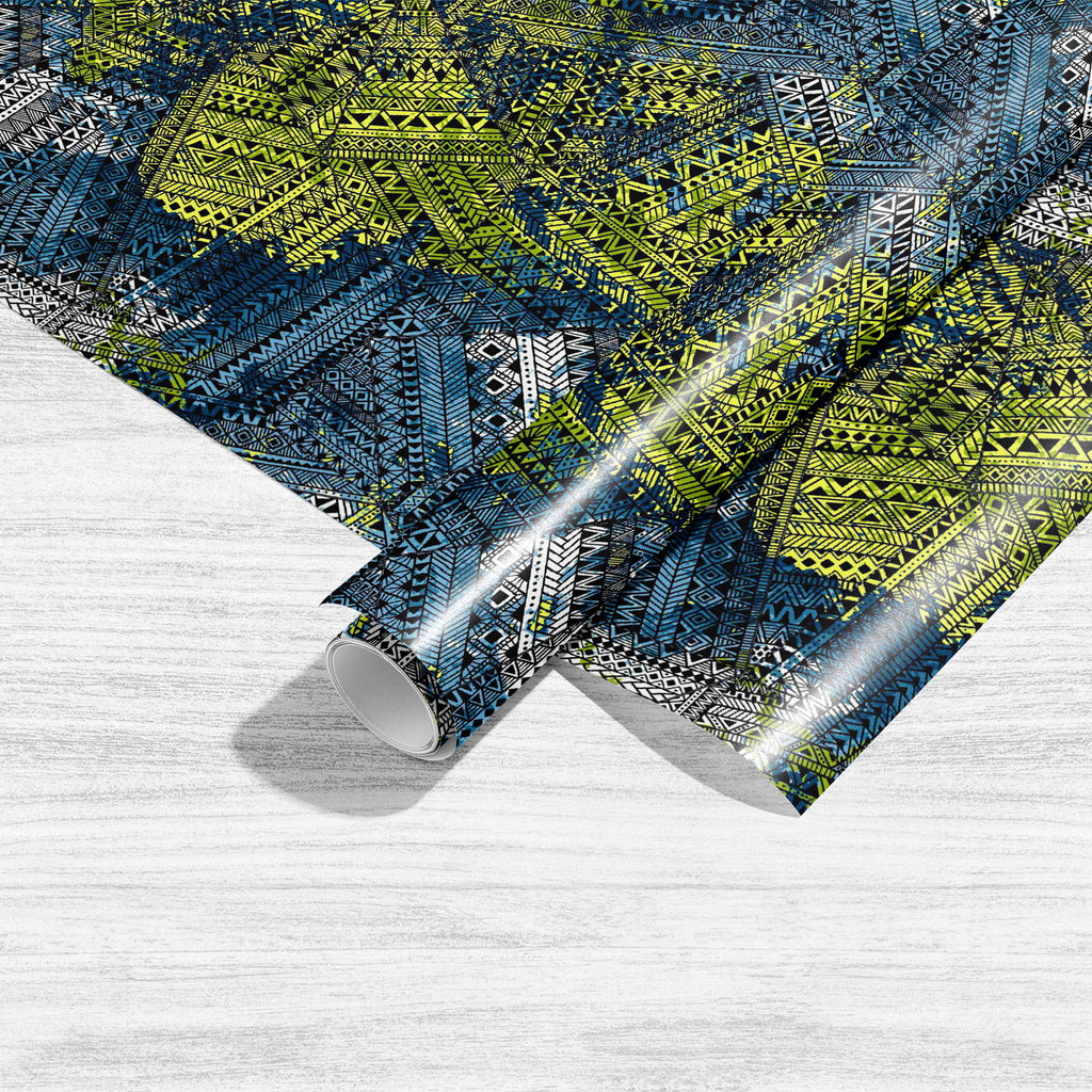 Tribal Watercolor Motif Style Art & Craft Gift Wrapping Paper-Wrapping Papers-WRP_PP-IC 5015586 IC 5015586, Abstract Expressionism, Abstracts, African, American, Ancient, Art and Paintings, Aztec, Black, Black and White, Culture, Digital, Digital Art, Drawing, Ethnic, Fashion, Geometric, Geometric Abstraction, Graphic, Historical, Illustrations, Indian, Medieval, Mexican, Modern Art, Patterns, Retro, Semi Abstract, Signs, Signs and Symbols, Traditional, Tribal, Vintage, Watercolour, World Culture, watercolo