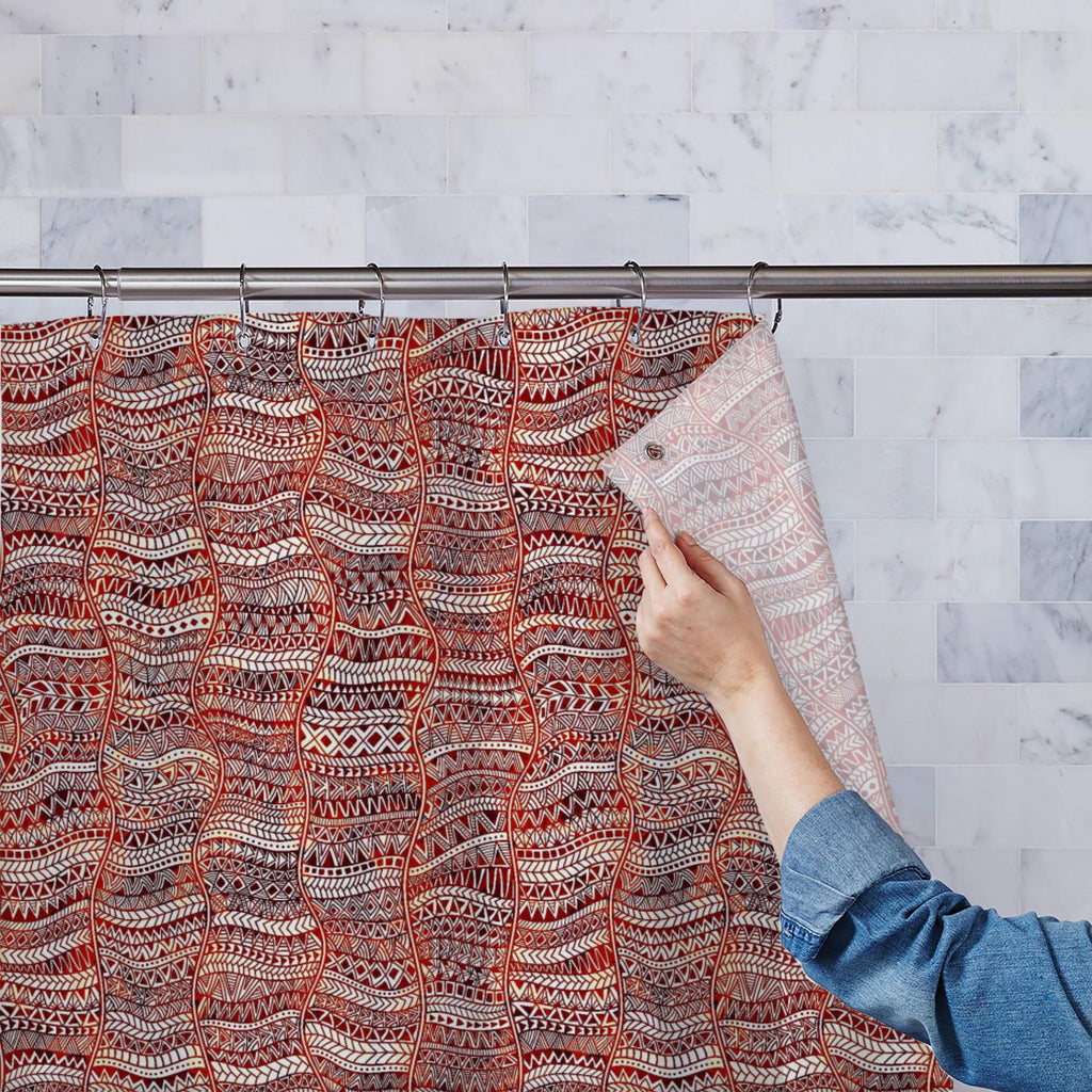 Tribal Geometric Lines Washable Waterproof Shower Curtain-Shower Curtains-CUR_SH_EL-IC 5015590 IC 5015590, Abstract Expressionism, Abstracts, African, American, Ancient, Art and Paintings, Aztec, Bohemian, Culture, Digital, Digital Art, Drawing, Ethnic, Fashion, Folk Art, Geometric, Geometric Abstraction, Graphic, Historical, Illustrations, Indian, Medieval, Mexican, Modern Art, Patterns, Retro, Semi Abstract, Signs, Signs and Symbols, Stripes, Traditional, Tribal, Vintage, Watercolour, World Culture, lines