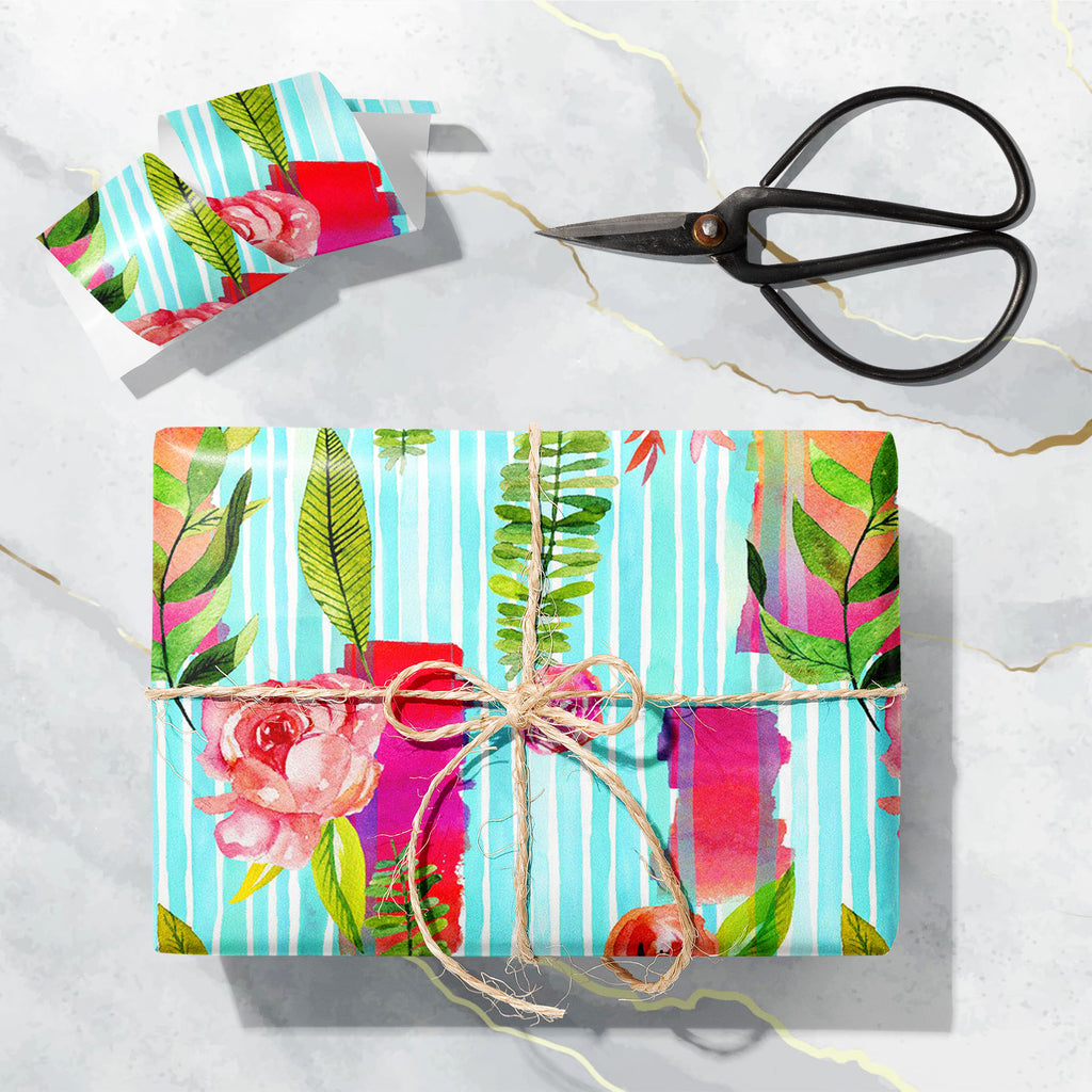 Flowers and Plants on Stripes Art & Craft Gift Wrapping Paper-Wrapping Papers-WRP_PP-IC 5015592 IC 5015592, Abstract Expressionism, Abstracts, Ancient, Black and White, Botanical, Decorative, Digital, Digital Art, Fashion, Floral, Flowers, Graphic, Historical, Illustrations, Medieval, Nature, Patterns, Scenic, Semi Abstract, Signs, Signs and Symbols, Vintage, Watercolour, White, and, plants, on, stripes, art, craft, gift, wrapping, paper, pattern, watercolor, abstract, background, beautiful, beauty, blossom