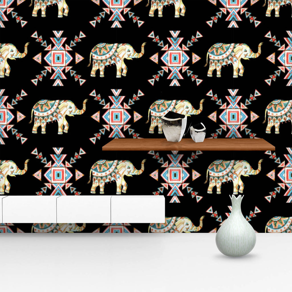 Indian Tribal Elephant Wallpaper Roll-Wallpapers Peel & Stick-WAL_PA-IC 5015595 IC 5015595, Abstract Expressionism, Abstracts, African, Ancient, Animals, Arrows, Automobiles, Aztec, Black, Black and White, Bohemian, Botanical, Culture, Ethnic, Floral, Flowers, Geometric, Geometric Abstraction, Historical, Illustrations, Indian, Mandala, Medieval, Nature, Paisley, Patterns, Scenic, Semi Abstract, Signs, Signs and Symbols, Sketches, Symbols, Traditional, Transportation, Travel, Triangles, Tribal, Vehicles, Vi