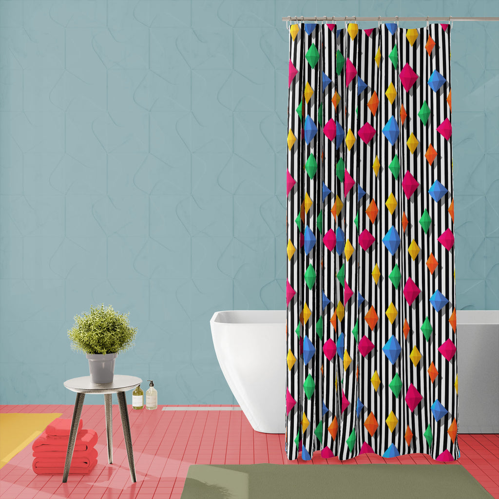 3D Multicolor Diamonds Washable Waterproof Shower Curtain - Shower Curtains - ArtzFolio.com
