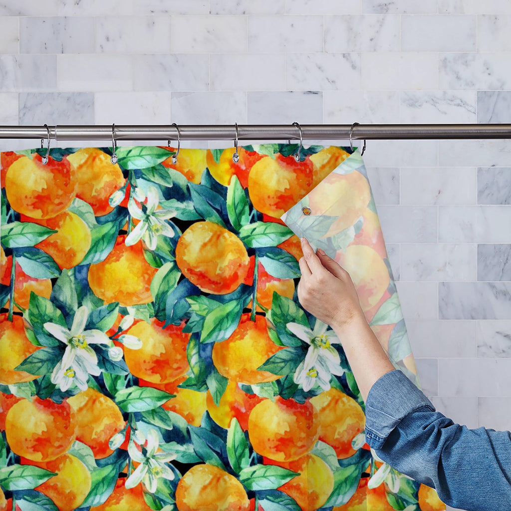 Madarine Orange Fruit with Leaves and Blossom Washable Waterproof Shower Curtain-Shower Curtains-CUR_SH_EL-IC 5015653 IC 5015653, Ancient, Art and Paintings, Beverage, Black, Black and White, Botanical, Cuisine, Floral, Flowers, Food, Food and Beverage, Food and Drink, Fruit and Vegetable, Fruits, Historical, Illustrations, Kitchen, Medieval, Nature, Patterns, Retro, Scenic, Signs, Signs and Symbols, Tropical, Vintage, Watercolour, madarine, orange, fruit, with, leaves, and, blossom, washable, waterproof, s
