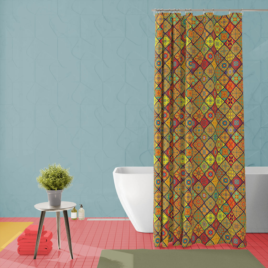 Mega Patchwork Pattern Washable Waterproof Shower Curtain-Shower Curtains-CUR_SH_EL-IC 5015668 IC 5015668, Ancient, Botanical, Cross, Culture, Decorative, Ethnic, Fashion, Floral, Flowers, Historical, Illustrations, Medieval, Modern Art, Moroccan, Nature, Patterns, Portuguese, Retro, Signs, Signs and Symbols, Spanish, Traditional, Tribal, Turkish, Vintage, World Culture, mega, patchwork, pattern, washable, waterproof, shower, curtain, background, square, azulejo, portugal, texture, tile, tunisian, vector, a