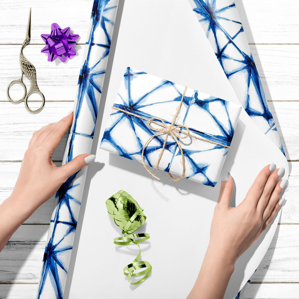 Watercolor Indigo Shibori D2 Art & Craft Gift Wrapping Paper-Wrapping Papers-WRP_PP-IC 5015675 IC 5015675, Abstract Expressionism, Abstracts, Art and Paintings, Chinese, Culture, Ethnic, Fashion, Folk Art, Geometric, Geometric Abstraction, Japanese, Modern Art, Paintings, Patterns, Retro, Semi Abstract, Shibori, Signs, Signs and Symbols, Traditional, Triangles, Tribal, Watercolour, World Culture, watercolor, indigo, d2, art, craft, gift, wrapping, paper, pattern, abstract, blue, dye, painting, kaleidoscope,