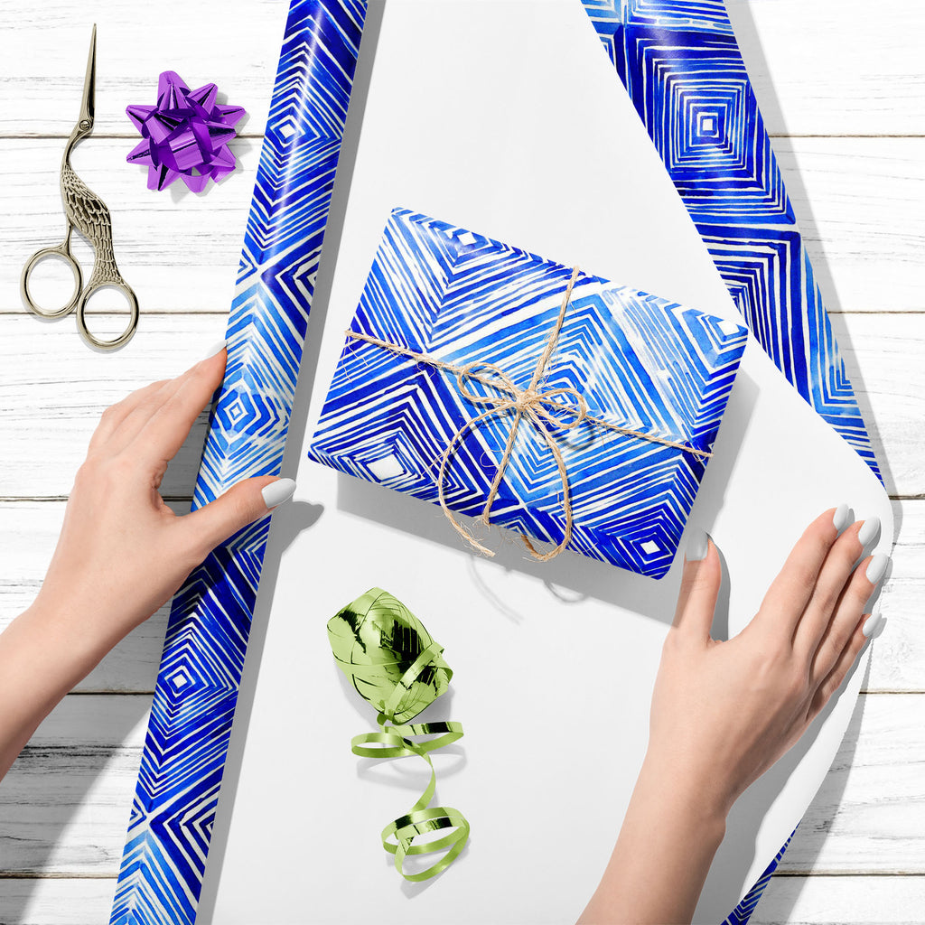 Rhombus Watercolor Art & Craft Gift Wrapping Paper-Wrapping Papers-WRP_PP-IC 5015676 IC 5015676, Abstract Expressionism, Abstracts, Chinese, Culture, Ethnic, Fashion, Folk Art, Geometric, Geometric Abstraction, Japanese, Modern Art, Patterns, Semi Abstract, Shibori, Signs, Signs and Symbols, Traditional, Triangles, Tribal, Watercolour, World Culture, rhombus, watercolor, art, craft, gift, wrapping, paper, pattern, tie, dye, ornament, tile, abstract, die, indigo, batik, blue, design, seamless, fabric, rustic
