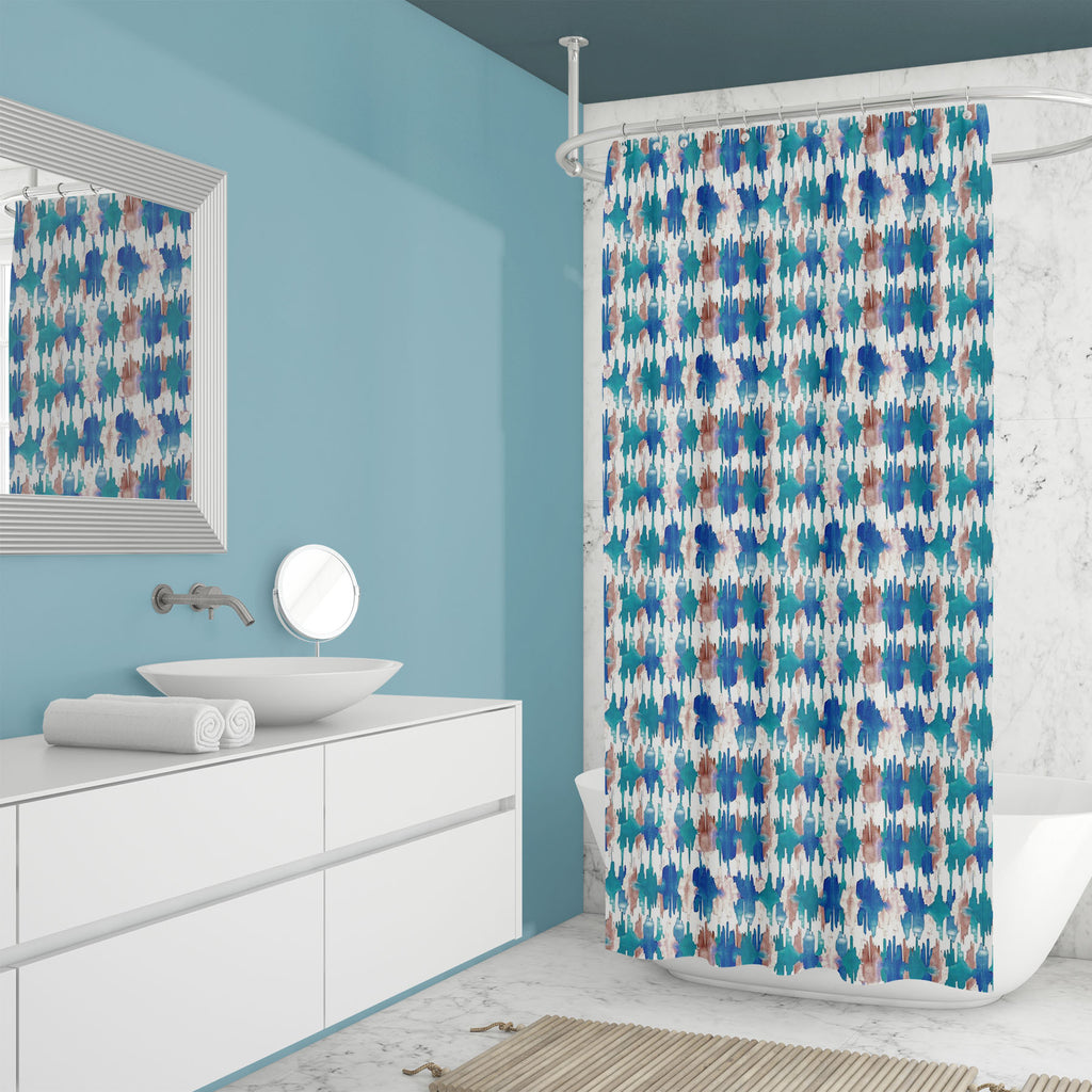 Ethnic Watercolor Pattern Washable Waterproof Shower Curtain-Shower Curtains-CUR_SH_EL-IC 5015683 IC 5015683, Abstract Expressionism, Abstracts, Ancient, Aztec, Books, Chevron, Culture, Decorative, Ethnic, Fashion, Geometric, Geometric Abstraction, Historical, Ikat, Medieval, Patterns, Semi Abstract, Traditional, Tribal, Vintage, Watercolour, World Culture, watercolor, pattern, washable, waterproof, shower, curtain, dye, tie, abstract, artistic, artwork, authentic, background, batik, blue, brush, brushstrok