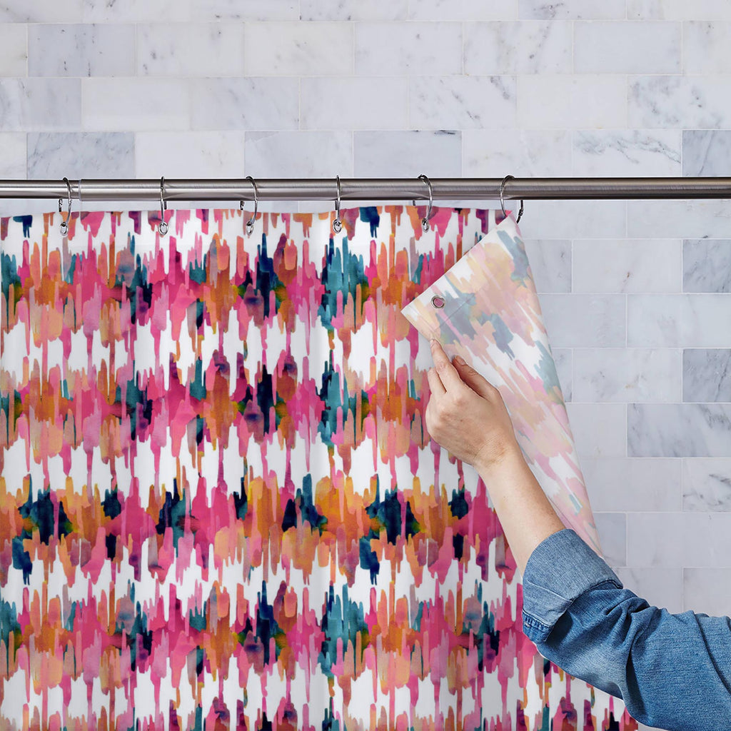 Watercolor Ikat Pattern D1 Washable Waterproof Shower Curtain-Shower Curtains-CUR_SH_EL-IC 5015684 IC 5015684, Abstract Expressionism, Abstracts, Culture, Decorative, Ethnic, Fashion, Geometric, Geometric Abstraction, Ikat, Patterns, Semi Abstract, Splatter, Stripes, Surrealism, Traditional, Tribal, Watercolour, World Culture, watercolor, pattern, d1, washable, waterproof, shower, curtain, trend, abstract, stripe, bali, vibrant, dye, oriental, painted, pink, summer, artistic, artwork, authentic, background,