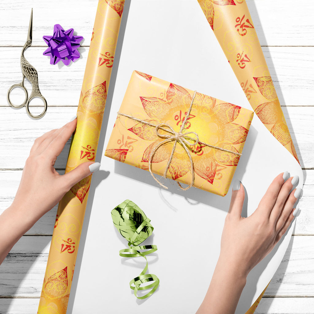 Floral Om Lotus Pattern Art & Craft Gift Wrapping Paper-Wrapping Papers-WRP_PP-IC 5015702 IC 5015702, Abstract Expressionism, Abstracts, Art and Paintings, Asian, Black and White, Botanical, Buddhism, Chinese, Festivals, Festivals and Occasions, Festive, Floral, Flowers, God Buddha, God Ganesh, God Shiv, Hinduism, Illustrations, Indian, Mandala, Nature, Patterns, Religion, Religious, Semi Abstract, Signs, Signs and Symbols, Spiritual, Symbols, White, om, lotus, pattern, art, craft, gift, wrapping, paper, bu