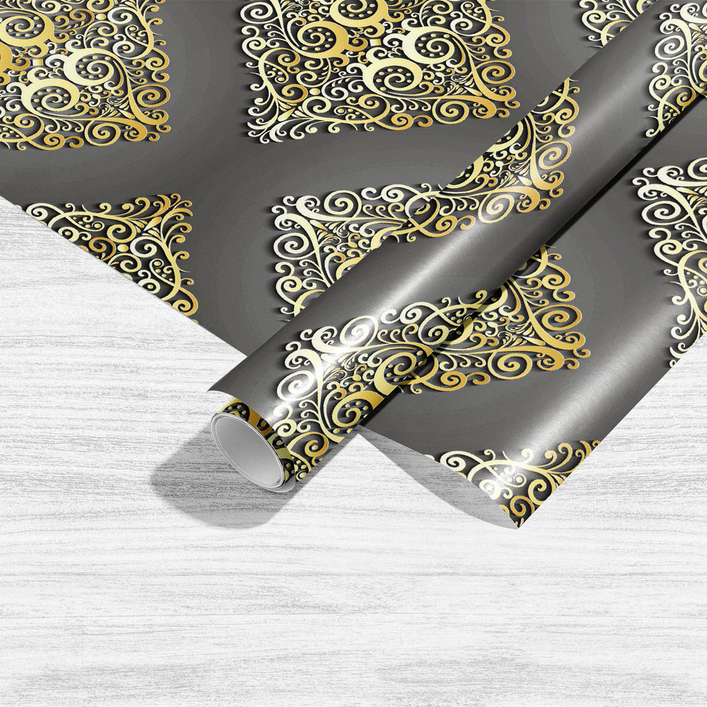 Damask Pattern D5 Art & Craft Gift Wrapping Paper-Wrapping Papers-WRP_PP-IC 5015712 IC 5015712, 3D, Abstract Expressionism, Abstracts, Art and Paintings, Baroque, Black, Black and White, Botanical, Damask, Decorative, Floral, Flowers, Illustrations, Modern Art, Nature, Patterns, Retro, Rococo, Semi Abstract, Signs, Signs and Symbols, Victorian, Vintage, Metallic, pattern, d5, art, craft, gift, wrapping, paper, seamless, golden, background, element, flower, abstract, antique, backdrop, classic, creative, cur