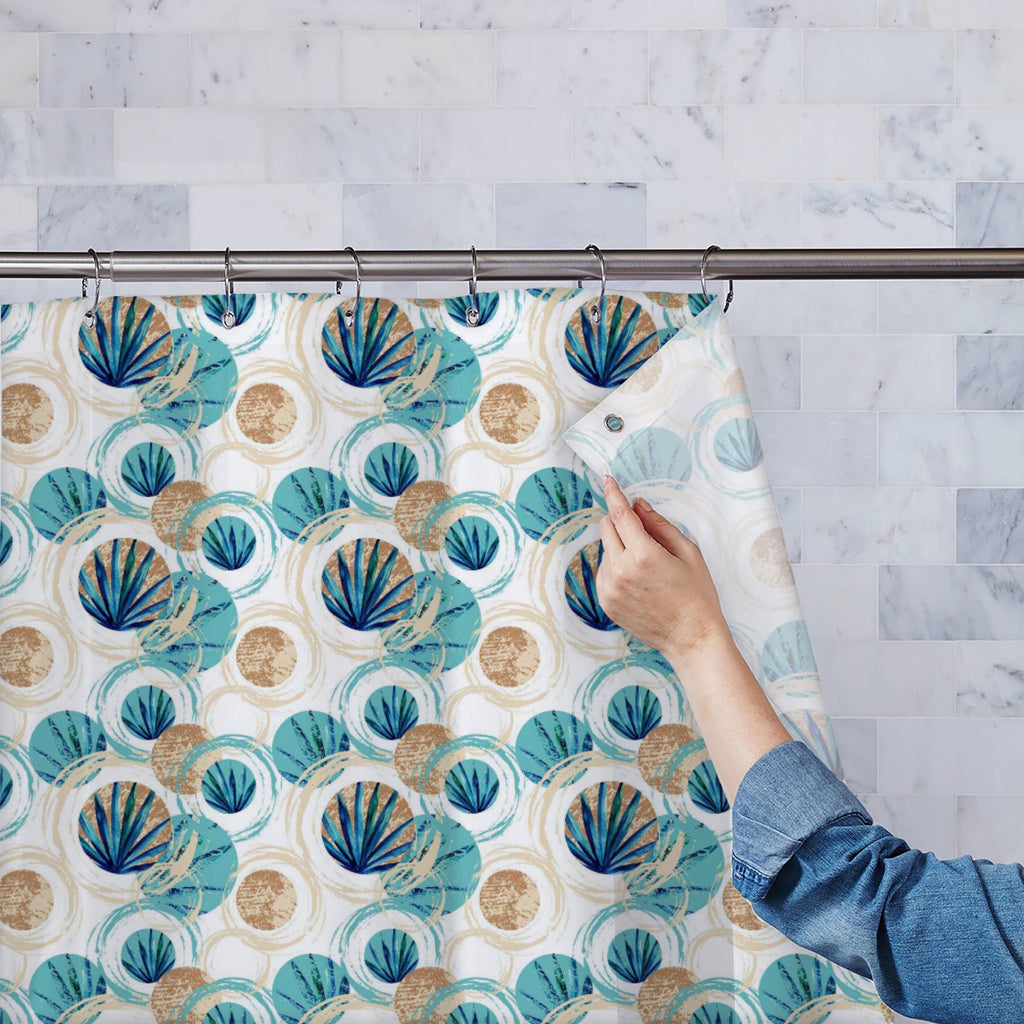 Abstract Circles Palm Leaves Washable Waterproof Shower Curtain - Shower Curtains - ArtzFolio.com