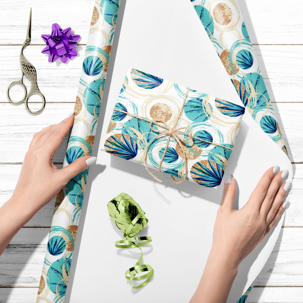 Abstract Circles Palm Leaves Art & Craft Gift Wrapping Paper - Wrapping Papers - ArtzFolio.com