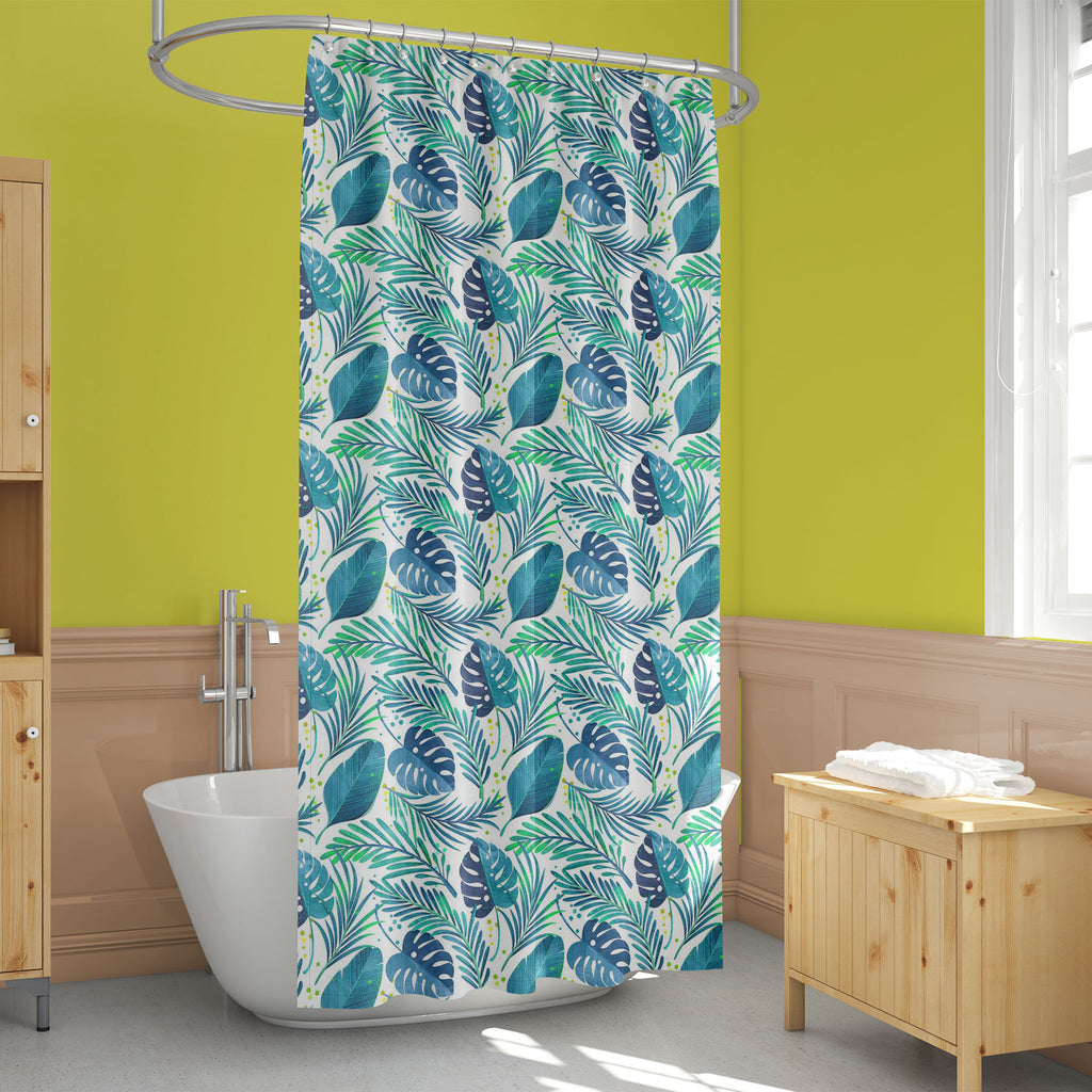 Tropical Leaves D2 Washable Waterproof Shower Curtain-Shower Curtains-CUR_SH_EL-IC 5015718 IC 5015718, Botanical, Floral, Flowers, Illustrations, Nature, Patterns, Seasons, Signs, Signs and Symbols, Tropical, Watercolour, leaves, d2, washable, waterproof, shower, curtain, pattern, texture, leaf, seamless, forest, wallpaper, watercolor, backdrop, background, blue, branch, bright, colorful, decoration, design, flora, garden, green, hot, illustration, jungle, palm, plant, rain, season, summer, teal, tree, tren