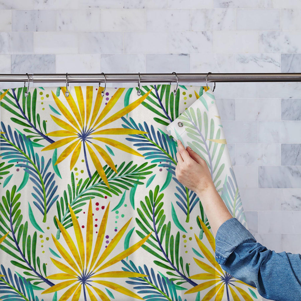 Tropical Leaves D3 Washable Waterproof Shower Curtain-Shower Curtains-CUR_SH_EL-IC 5015719 IC 5015719, Botanical, Floral, Flowers, Illustrations, Nature, Patterns, Seasons, Signs, Signs and Symbols, Tropical, Watercolour, leaves, d3, washable, waterproof, shower, curtain, backdrop, background, blue, branch, bright, colorful, decoration, design, flora, forest, garden, green, hot, illustration, jungle, leaf, palm, pattern, plant, rain, seamless, season, summer, teal, texture, tree, trendy, turquoise, wallpape