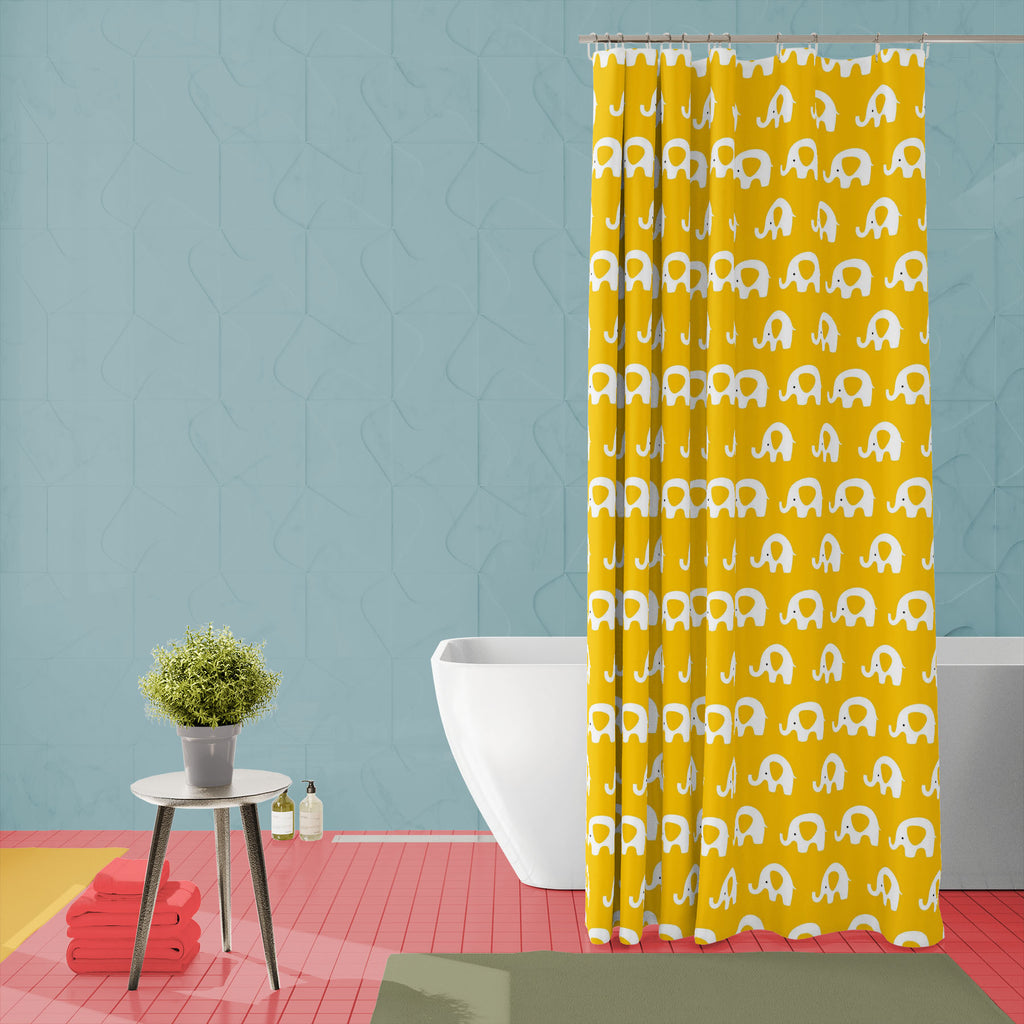 Yellow Elephants D2 Washable Waterproof Shower Curtain-Shower Curtains-CUR_SH_EL-IC 5015720 IC 5015720, Animals, Animated Cartoons, Baby, Black and White, Caricature, Cartoons, Children, Digital, Digital Art, Graphic, Illustrations, Kids, Modern Art, Patterns, Signs, Signs and Symbols, White, yellow, elephants, d2, washable, waterproof, shower, curtain, elephant, nursery, cute, print, seamless, adorable, animal, background, cartoon, child, colorful, decor, decoration, design, fabric, fun, happy, illustratio