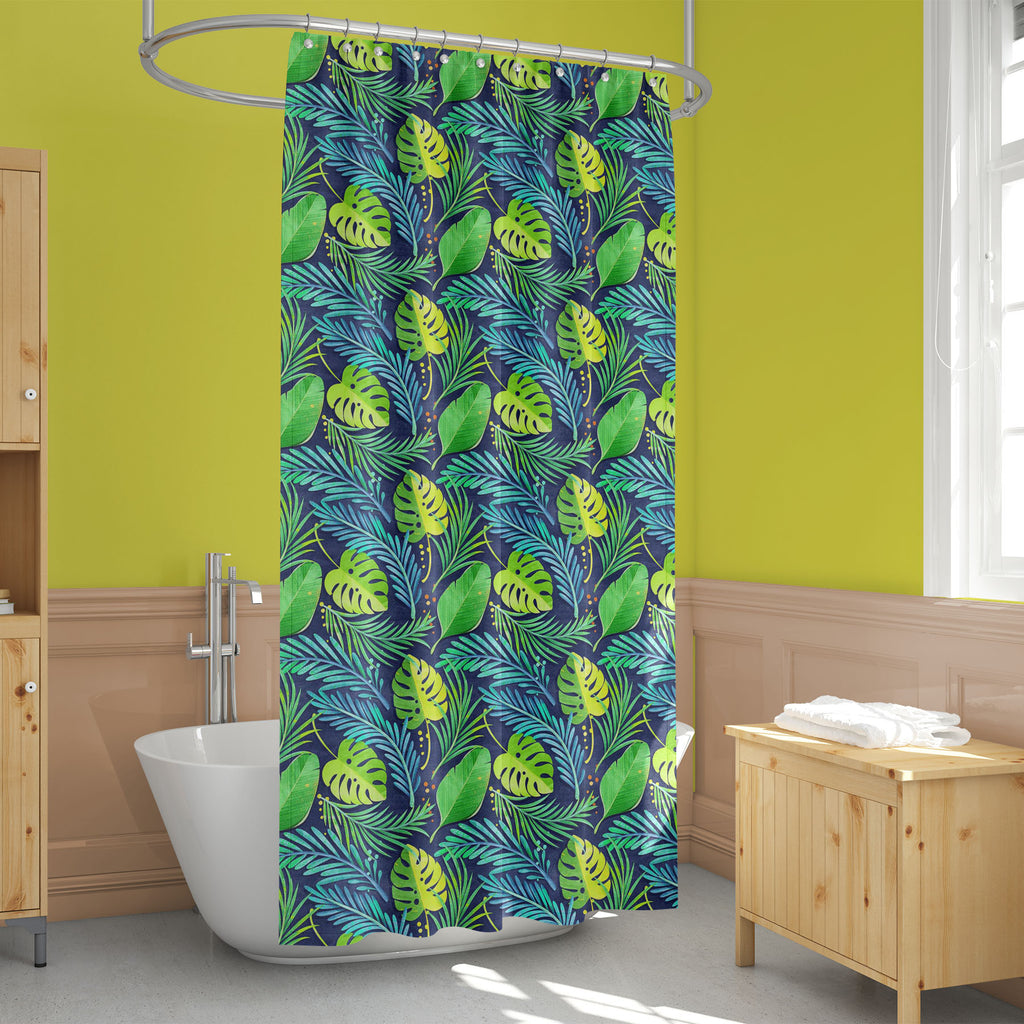 Jungle Leaf Style D1 Washable Waterproof Shower Curtain-Shower Curtains-CUR_SH_EL-IC 5015725 IC 5015725, Botanical, Floral, Flowers, Illustrations, Nature, Patterns, Seasons, Signs, Signs and Symbols, Tropical, Watercolour, jungle, leaf, style, d1, washable, waterproof, shower, curtain, pattern, watercolor, rain, background, blue, forest, green, teal, turquoise, backdrop, branch, bright, colorful, decoration, design, flora, garden, hot, illustration, palm, plant, seamless, season, summer, texture, tree, tre