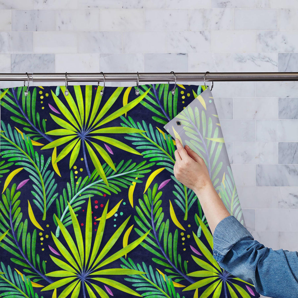 Green Tropical Leaves Washable Waterproof Shower Curtain-Shower Curtains-CUR_SH_EL-IC 5015727 IC 5015727, Botanical, Floral, Flowers, Illustrations, Nature, Patterns, Seasons, Signs, Signs and Symbols, Tropical, Watercolour, green, leaves, washable, waterproof, shower, curtain, watercolor, pattern, backdrop, background, blue, branch, bright, colorful, decoration, design, flora, forest, garden, hot, illustration, jungle, leaf, palm, plant, rain, seamless, season, summer, teal, texture, tree, trendy, turquois