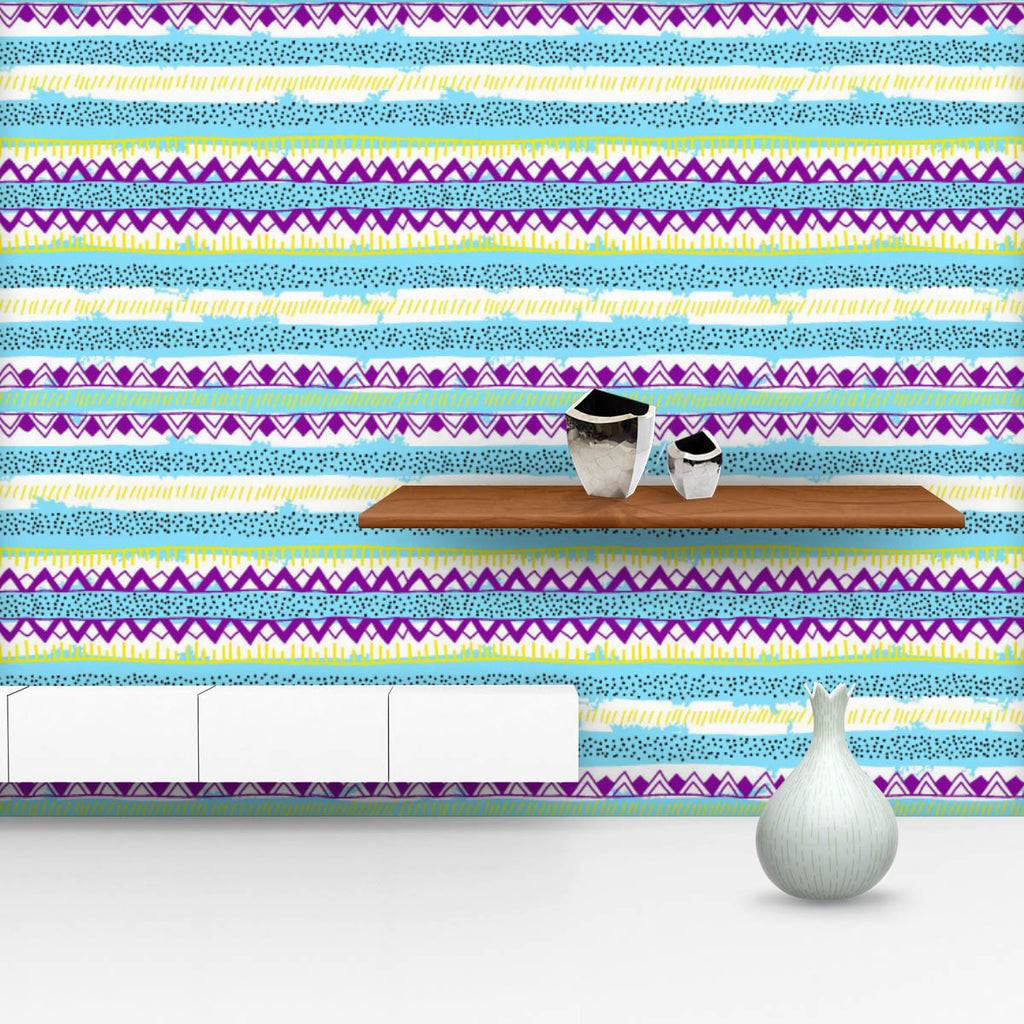 Colorful Tribal Stripes Wallpaper Roll-Wallpapers Peel & Stick-WAL_PA-IC 5015735 IC 5015735, Abstract Expressionism, Abstracts, African, Ancient, Art and Paintings, Aztec, Black, Black and White, Bohemian, Culture, Digital, Digital Art, Dots, Drawing, Ethnic, Fashion, Geometric, Geometric Abstraction, Graphic, Historical, Illustrations, Medieval, Modern Art, Patterns, Retro, Semi Abstract, Signs, Signs and Symbols, Stripes, Traditional, Tribal, Vintage, Watercolour, White, World Culture, colorful, wallpaper
