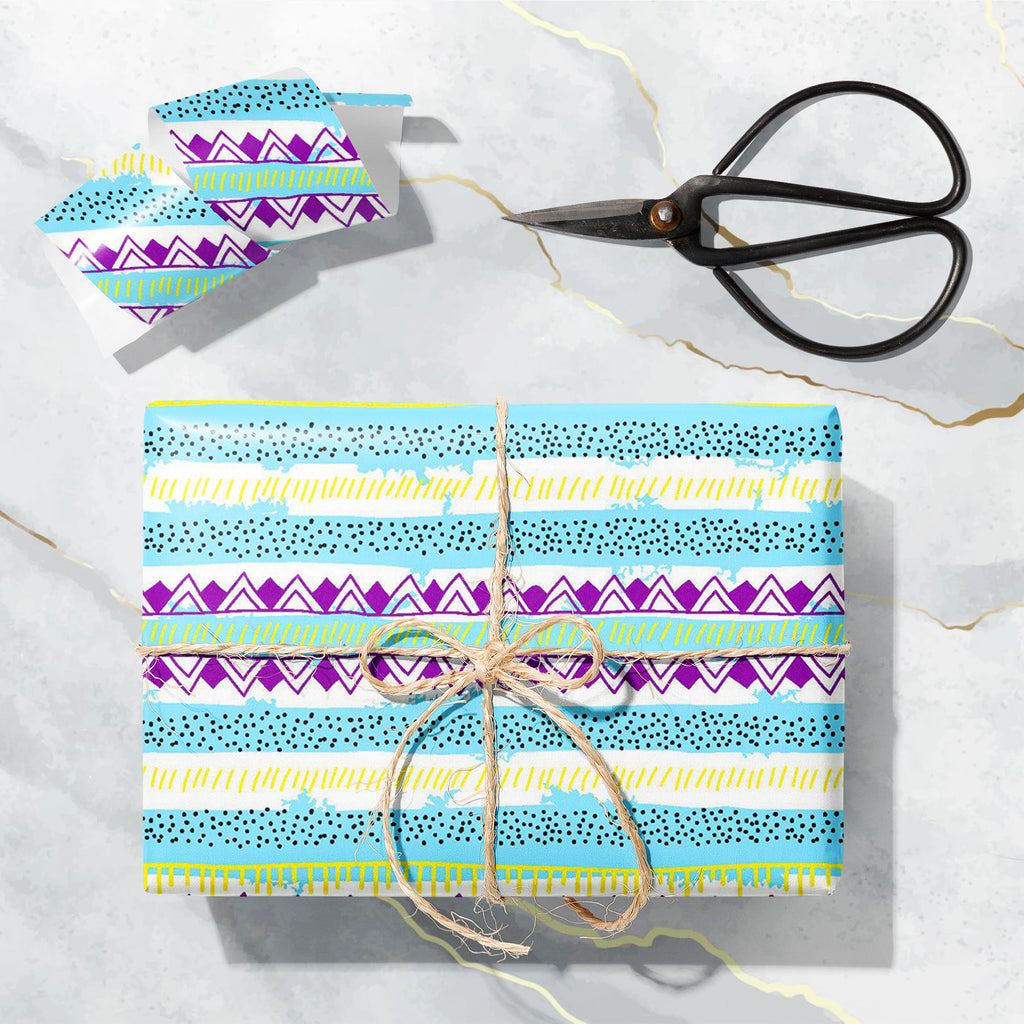 Colorful Tribal Stripes Art & Craft Gift Wrapping Paper-Wrapping Papers-WRP_PP-IC 5015735 IC 5015735, Abstract Expressionism, Abstracts, African, Ancient, Art and Paintings, Aztec, Black, Black and White, Bohemian, Culture, Digital, Digital Art, Dots, Drawing, Ethnic, Fashion, Geometric, Geometric Abstraction, Graphic, Historical, Illustrations, Medieval, Modern Art, Patterns, Retro, Semi Abstract, Signs, Signs and Symbols, Stripes, Traditional, Tribal, Vintage, Watercolour, White, World Culture, colorful, 