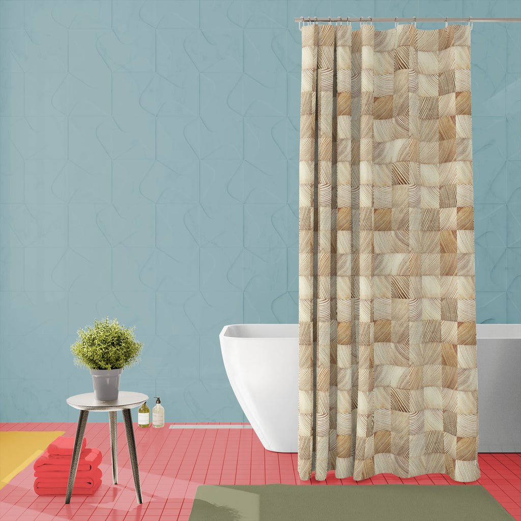 Grainy Lumber Blocks Washable Waterproof Shower Curtain-Shower Curtains-CUR_SH_EL-IC 5015740 IC 5015740, Abstract Expressionism, Abstracts, Ancient, Cross, Historical, Medieval, Patterns, Retro, Semi Abstract, Signs, Signs and Symbols, Vintage, Wooden, grainy, lumber, blocks, washable, waterproof, shower, curtain, wood, seamless, texture, pattern, rustic, block, background, design, end, grain, cut, floor, furniture, pine, board, brown, plank, table, timber, desk, edge, rough, surface, tabletop, abstract, ag