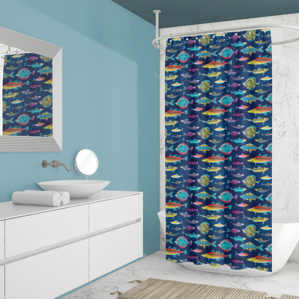 Watercolor Colorful Fishes Washable Waterproof Shower Curtain-Shower Curtains-CUR_SH_EL-IC 5015741 IC 5015741, Animals, Asian, Cuisine, Decorative, Food, Food and Beverage, Food and Drink, Illustrations, Japanese, Patterns, Watercolour, Wildlife, watercolor, colorful, fishes, washable, waterproof, shower, curtain, fish, pattern, seamless, animal, aqua, aquarium, artwork, brush, collection, decorated, dive, drawn, dye, ecological, ecology, fishing, hand, illustration, isolated, life, light, marine, market, m