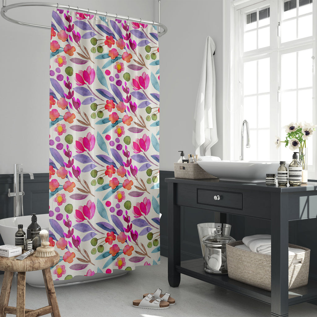 Watercolor Floral Pattern D20 Washable Waterproof Shower Curtain-Shower Curtains-CUR_SH_EL-IC 5015763 IC 5015763, Ancient, Art and Paintings, Botanical, Floral, Flowers, Historical, Illustrations, Love, Medieval, Nature, Paintings, Patterns, Retro, Romance, Scenic, Seasons, Signs, Signs and Symbols, Vintage, Watercolour, Wedding, watercolor, pattern, d20, washable, waterproof, shower, curtain, flower, background, seamless, texture, delicate, lavender, paper, trendy, vibrant, art, backdrop, berries, blossom,