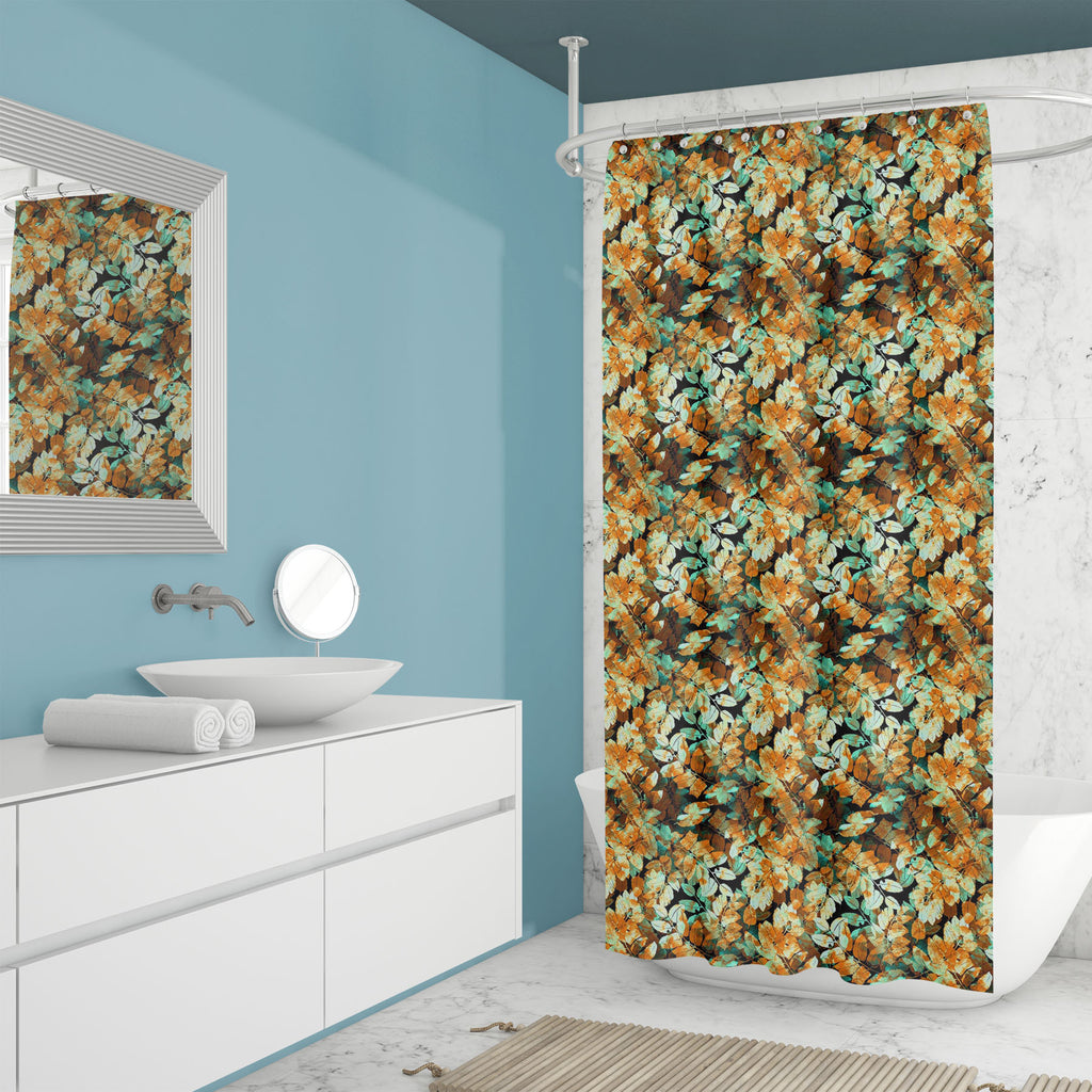 Abstract Botanical Leaves D1 Washable Waterproof Shower Curtain - Shower Curtains - ArtzFolio.com