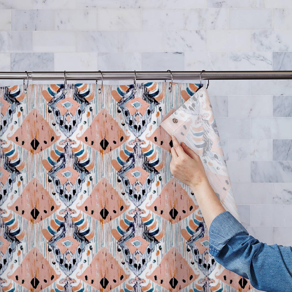 Watercolor Ikat Pattern D2 Washable Waterproof Shower Curtain-Shower Curtains-CUR_SH_EL-IC 5015778 IC 5015778, Art and Paintings, Aztec, Bohemian, Chevron, Culture, Ethnic, Fashion, Folk Art, Geometric, Geometric Abstraction, Ikat, Illustrations, Patterns, Signs, Signs and Symbols, Stripes, Traditional, Tribal, Watercolour, World Culture, watercolor, pattern, d2, washable, waterproof, shower, curtain, seamless, boho, indigo, fabric, rug, stripe, art, artistic, authentic, blurred, chic, design, dye, folk, il