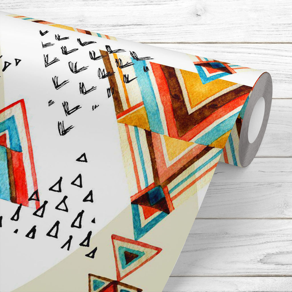 Hand Painted Tribal Triangles Wallpaper Roll-Wallpapers Peel & Stick-WAL_PA-IC 5015784 IC 5015784, Abstract Expressionism, Abstracts, Ancient, Art and Paintings, Aztec, Black, Black and White, Bohemian, Culture, Decorative, Digital, Digital Art, Dots, Ethnic, Geometric, Geometric Abstraction, Graphic, Hipster, Historical, Illustrations, Medieval, Patterns, Retro, Semi Abstract, Signs, Signs and Symbols, Traditional, Triangles, Tribal, Vintage, Watercolour, World Culture, hand, painted, wallpaper, roll, patt
