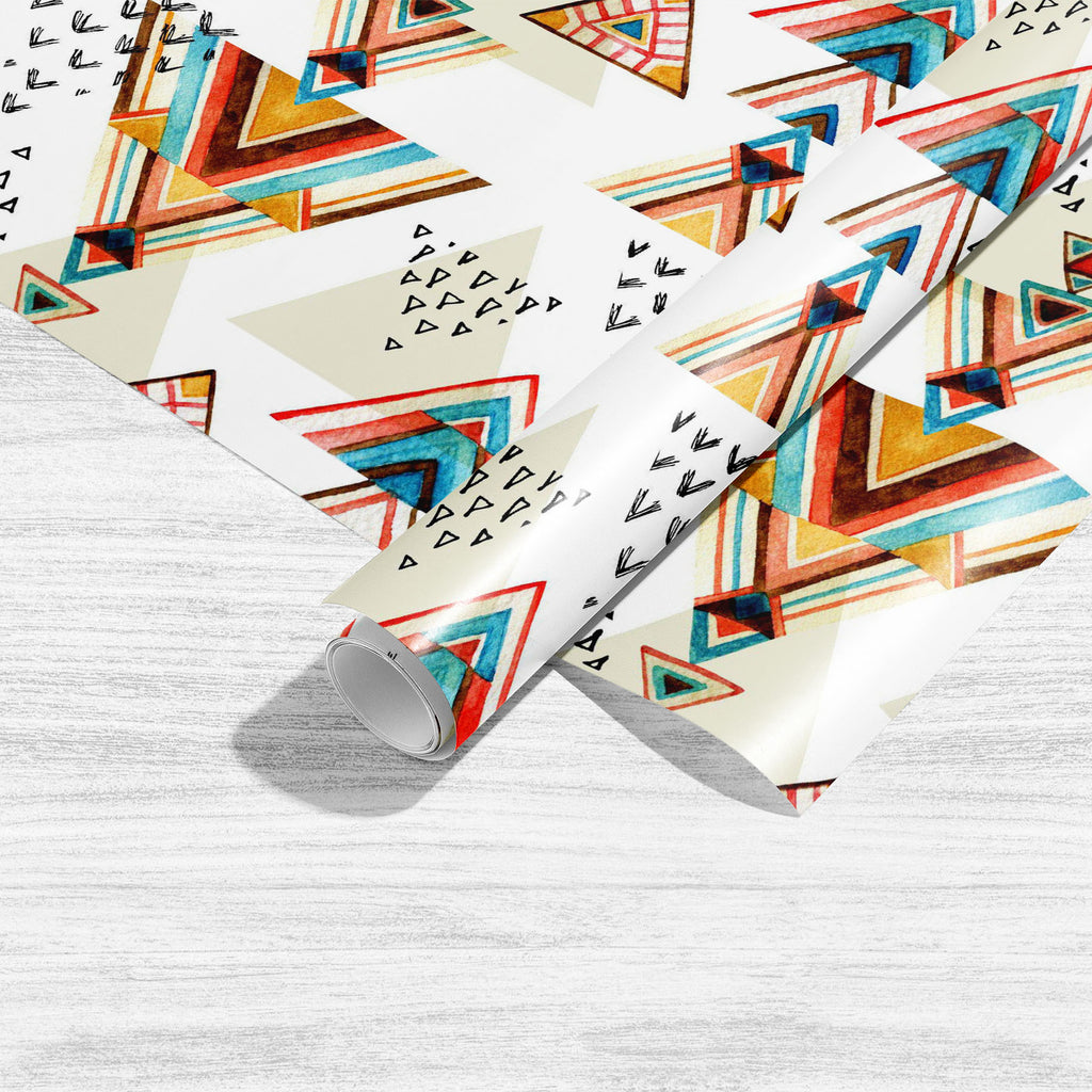 Hand Painted Tribal Triangles Art & Craft Gift Wrapping Paper-Wrapping Papers-WRP_PP-IC 5015784 IC 5015784, Abstract Expressionism, Abstracts, Ancient, Art and Paintings, Aztec, Black, Black and White, Bohemian, Culture, Decorative, Digital, Digital Art, Dots, Ethnic, Geometric, Geometric Abstraction, Graphic, Hipster, Historical, Illustrations, Medieval, Patterns, Retro, Semi Abstract, Signs, Signs and Symbols, Traditional, Triangles, Tribal, Vintage, Watercolour, World Culture, hand, painted, art, craft, 