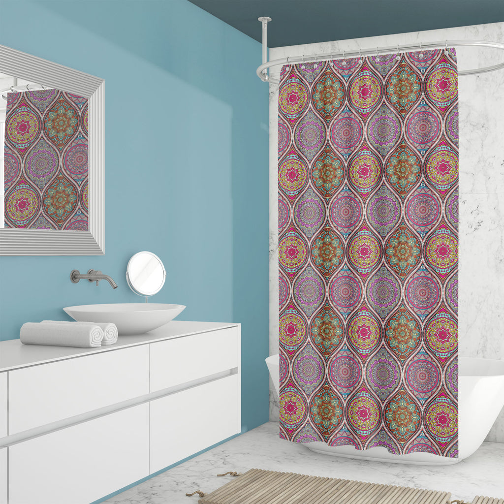Vintage Mandalas D1 Washable Waterproof Shower Curtain-Shower Curtains-CUR_SH_EL-IC 5015800 IC 5015800, Abstract Expressionism, Abstracts, African, Ancient, Art and Paintings, Bohemian, Botanical, Culture, Decorative, Ethnic, Floral, Flowers, Geometric, Geometric Abstraction, Historical, Illustrations, Indian, Mandala, Medieval, Mexican, Moroccan, Nature, Paisley, Patterns, Pets, Retro, Semi Abstract, Signs, Signs and Symbols, Traditional, Tribal, Vintage, World Culture, mandalas, d1, washable, waterproof, 