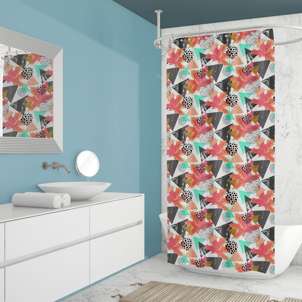 Abstract Autumn Geometric Pattern Washable Waterproof Shower Curtain - Shower Curtains - ArtzFolio.com