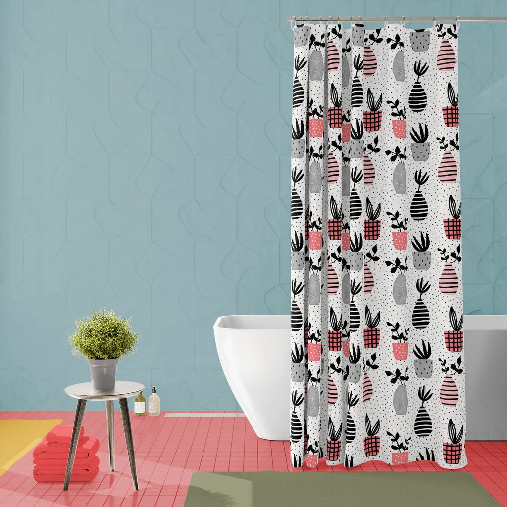 Vases and Pots on Dots Washable Waterproof Shower Curtain-Shower Curtains-CUR_SH_EL-IC 5015815 IC 5015815, Art and Paintings, Black, Black and White, Decorative, Dots, Geometric, Geometric Abstraction, Modern Art, Patterns, Scandinavian, Stripes, White, vases, and, pots, on, washable, waterproof, shower, curtain, pattern, cool, modern, seamless, vase, decor, interior, paper, pink, style, leaf, poster, succulent, art, beautiful, branch, card, creative, decoration, drawn, elegant, gray, greeting, hand, hand-d