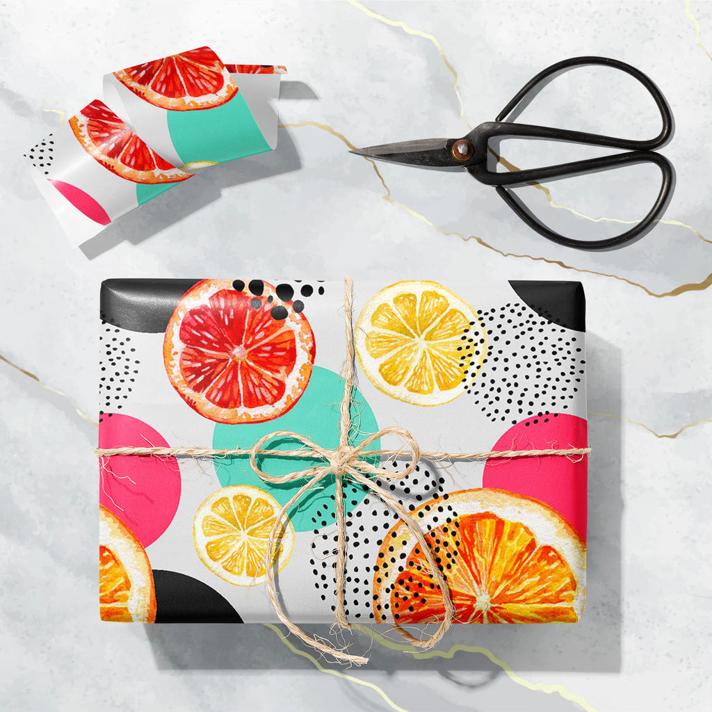 Watercolor Fruits and Abstract Circles Art & Craft Gift Wrapping Paper-Wrapping Papers-WRP_PP-IC 5015820 IC 5015820, Abstract Expressionism, Abstracts, Art and Paintings, Black, Black and White, Circle, Fruit and Vegetable, Fruits, Illustrations, Nature, Patterns, Scenic, Semi Abstract, Signs, Signs and Symbols, Tropical, Watercolour, White, watercolor, and, abstract, circles, art, craft, gift, wrapping, paper, grapefruit, lemon, pattern, fruit, illustration, bright, color, draw, orange, backdrop, backgroun