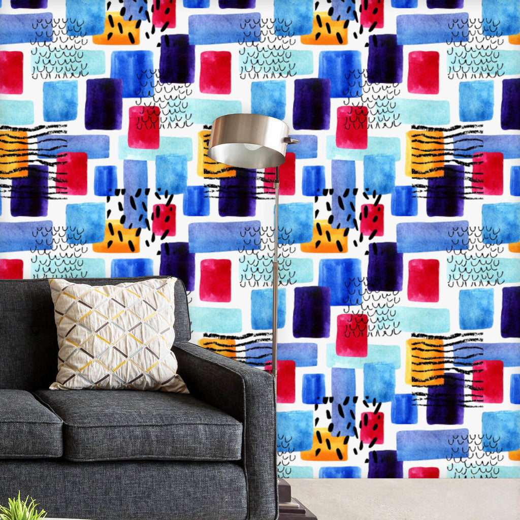 Watercolor Rectangles with Doodles Wallpaper Roll-Wallpapers Peel & Stick-WAL_PA-IC 5015830 IC 5015830, Abstract Expressionism, Abstracts, Art and Paintings, Geometric, Geometric Abstraction, Illustrations, Nautical, Patterns, Semi Abstract, Signs, Signs and Symbols, Watercolour, watercolor, rectangles, with, doodles, wallpaper, roll, abstract, pattern, shape, square, doodle, paint, seamless, background, cold, colorful, design, illustration, purple, art, blue, color, decoration, draw, fabric, figure, geomet