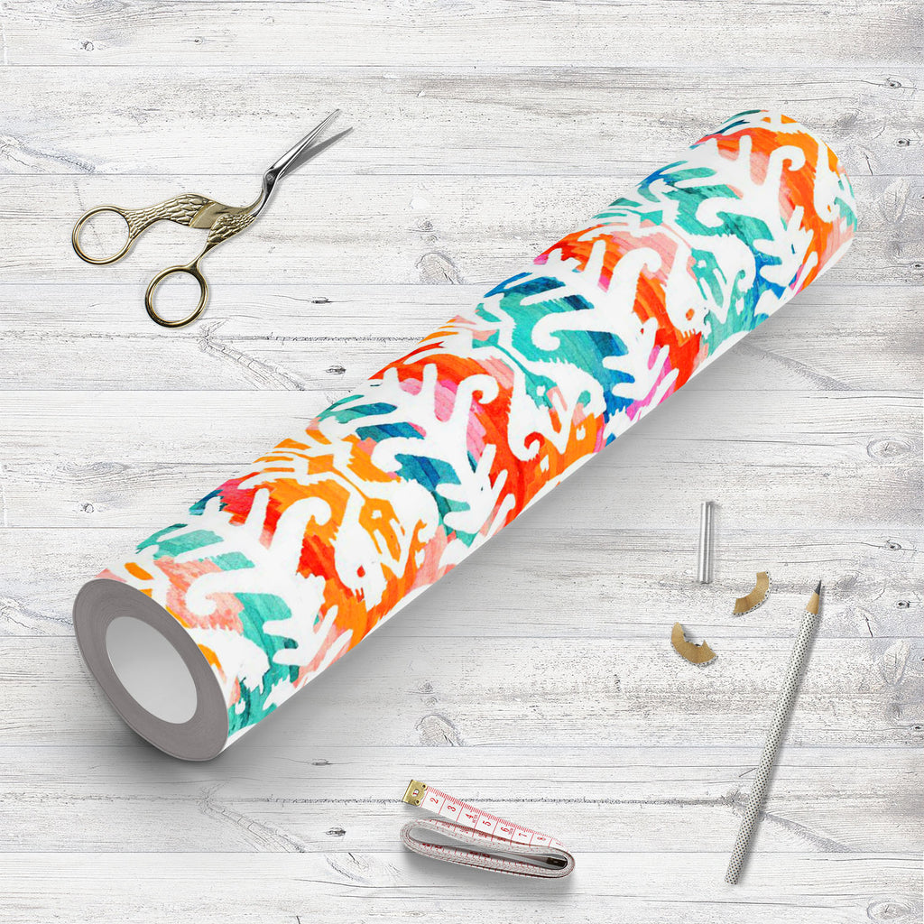 Watercolor Floral Ikat Pattern D2 Wallpaper Roll-Wallpapers Peel & Stick-WAL_PA-IC 5015835 IC 5015835, Art and Paintings, Aztec, Bohemian, Botanical, Chevron, Culture, Decorative, Ethnic, Fashion, Floral, Flowers, Folk Art, Ikat, Indian, Japanese, Nature, Patterns, Shibori, Signs, Signs and Symbols, Stripes, Traditional, Tribal, Watercolour, World Culture, watercolor, pattern, d2, wallpaper, roll, dye, tie, folk, stripe, trend, art, artistic, authentic, blurred, boho, chic, colorful, design, fabric, indigo,
