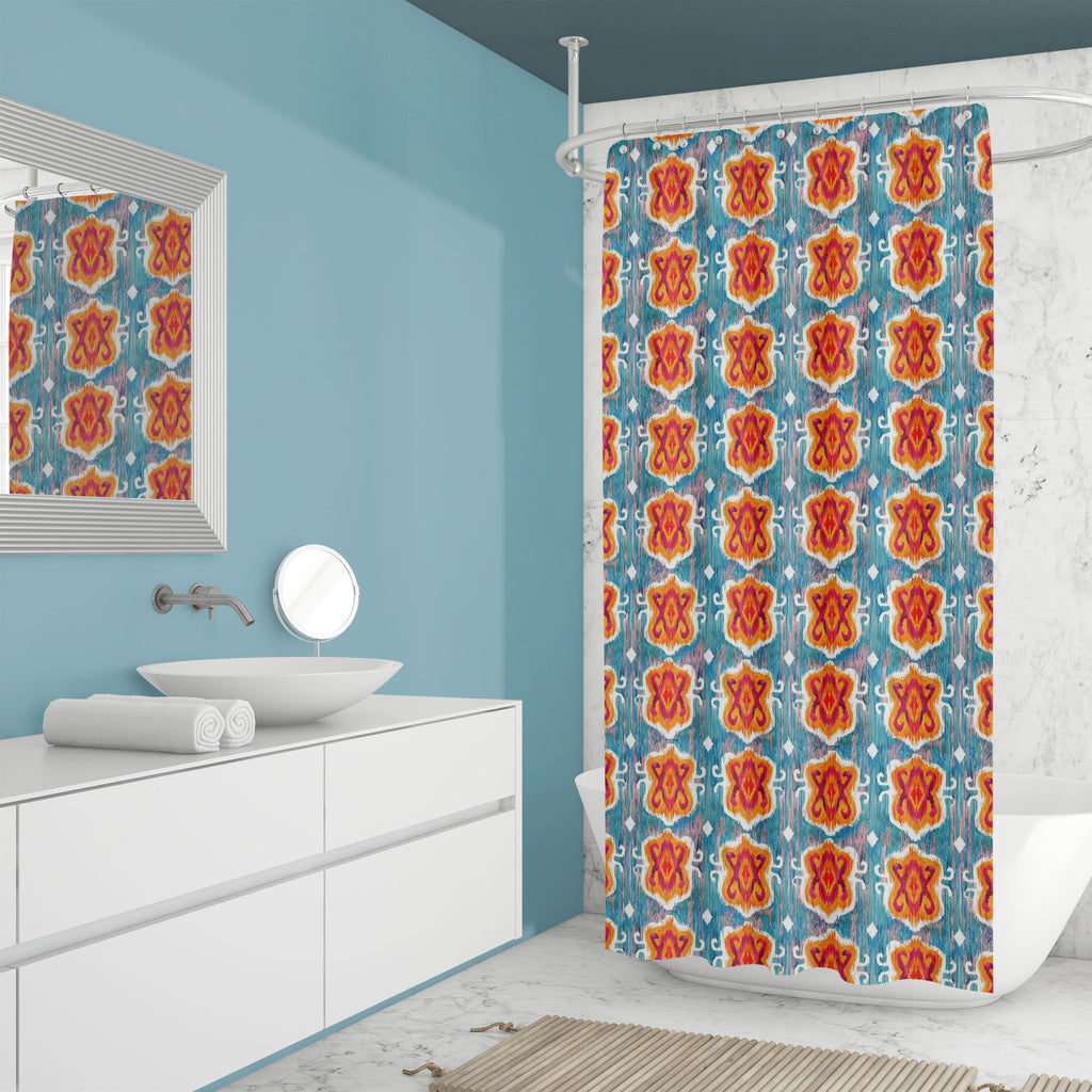 Ikat Bohemian D2 Washable Waterproof Shower Curtain-Shower Curtains-CUR_SH_EL-IC 5015838 IC 5015838, Art and Paintings, Aztec, Bohemian, Chevron, Culture, Ethnic, Fashion, Ikat, Illustrations, Patterns, Signs, Signs and Symbols, Stripes, Traditional, Tribal, Watercolour, World Culture, d2, washable, waterproof, shower, curtain, navajo, rug, watercolor, fabric, oriental, seamless, art, artistic, authentic, blue, blurred, boho, chic, design, dye, illustration, indigo, indonesian, interior, luxury, ornament, o