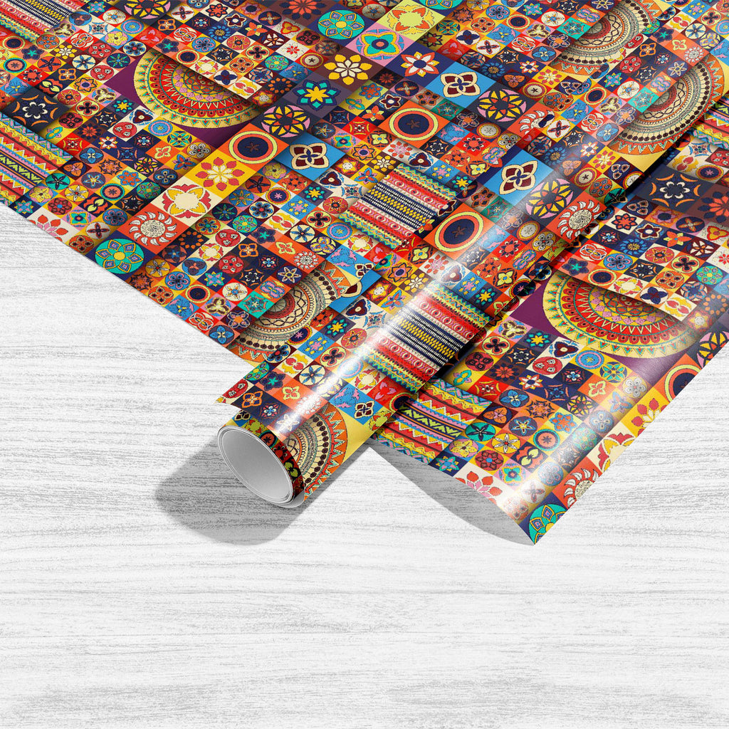 Vintage Floral & Mandala D5 Art & Craft Gift Wrapping Paper-Wrapping Papers-WRP_PP-IC 5015847 IC 5015847, Abstract Expressionism, Abstracts, African, Ancient, Art and Paintings, Bohemian, Botanical, Chinese, Culture, Decorative, Ethnic, Fashion, Floral, Flowers, Geometric, Geometric Abstraction, Historical, Illustrations, Indian, Mandala, Medieval, Mexican, Moroccan, Nature, Patterns, Pets, Retro, Semi Abstract, Signs, Signs and Symbols, Traditional, Tribal, Turkish, Vintage, World Culture, d5, art, craft, 
