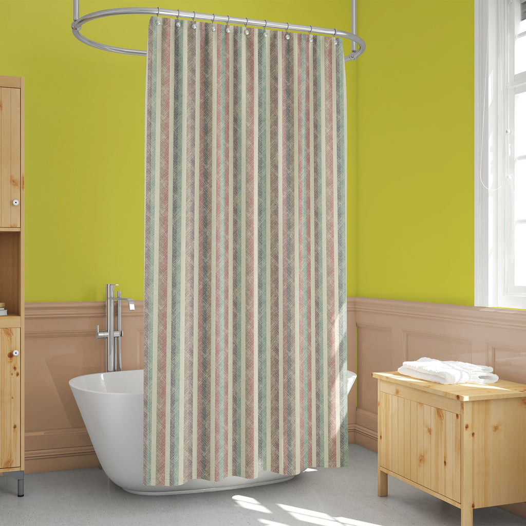 Abstract Geometric Stripes D5 Washable Waterproof Shower Curtain - Shower Curtains - ArtzFolio.com
