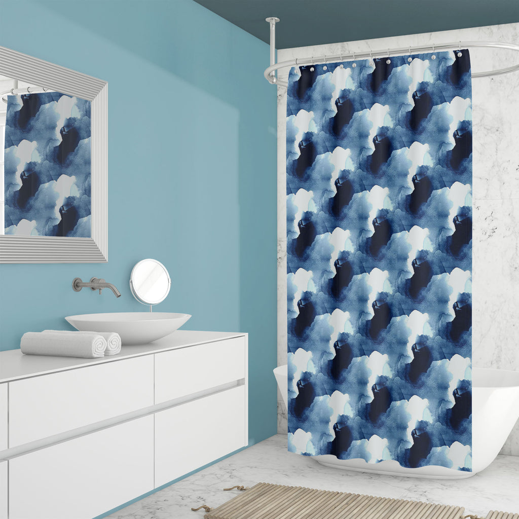 Blue Abstract Sea Waves Washable Waterproof Shower Curtain-Shower Curtains-CUR_SH_EL-IC 5015852 IC 5015852, Abstract Expressionism, Abstracts, Ancient, Art and Paintings, Decorative, Digital, Digital Art, Graphic, Historical, Illustrations, Medieval, Patterns, Semi Abstract, Signs, Signs and Symbols, Vintage, Watercolour, blue, abstract, sea, waves, washable, waterproof, shower, curtain, pattern, seamless, paint, background, texture, water, watercolor, ink, stain, brush, wash, color, gradation, art, artisti