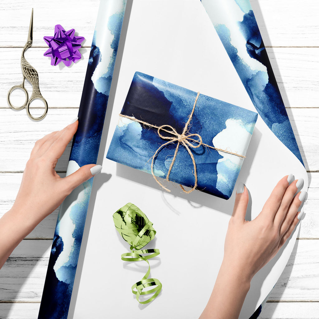 Blue Abstract Sea Waves Art & Craft Gift Wrapping Paper-Wrapping Papers-WRP_PP-IC 5015852 IC 5015852, Abstract Expressionism, Abstracts, Ancient, Art and Paintings, Decorative, Digital, Digital Art, Graphic, Historical, Illustrations, Medieval, Patterns, Semi Abstract, Signs, Signs and Symbols, Vintage, Watercolour, blue, abstract, sea, waves, art, craft, gift, wrapping, paper, pattern, seamless, paint, background, texture, water, watercolor, ink, stain, brush, wash, color, gradation, artistic, frame, illus