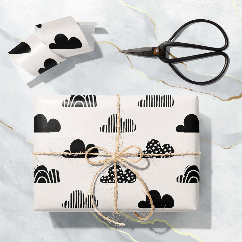 Repeating Black Cloud Shapes Art & Craft Gift Wrapping Paper-Wrapping Papers-WRP_PP-IC 5015857 IC 5015857, Art and Paintings, Black, Black and White, Decorative, Digital, Digital Art, Dots, Fashion, Graphic, Illustrations, Modern Art, Nature, Patterns, Retro, Scenic, Seasons, Signs, Signs and Symbols, Stripes, White, repeating, cloud, shapes, art, craft, gift, wrapping, paper, pattern, cute, weather, autumn, creative, doodle, seamless, backdrop, background, decoration, design, element, fabric, fall, illustr