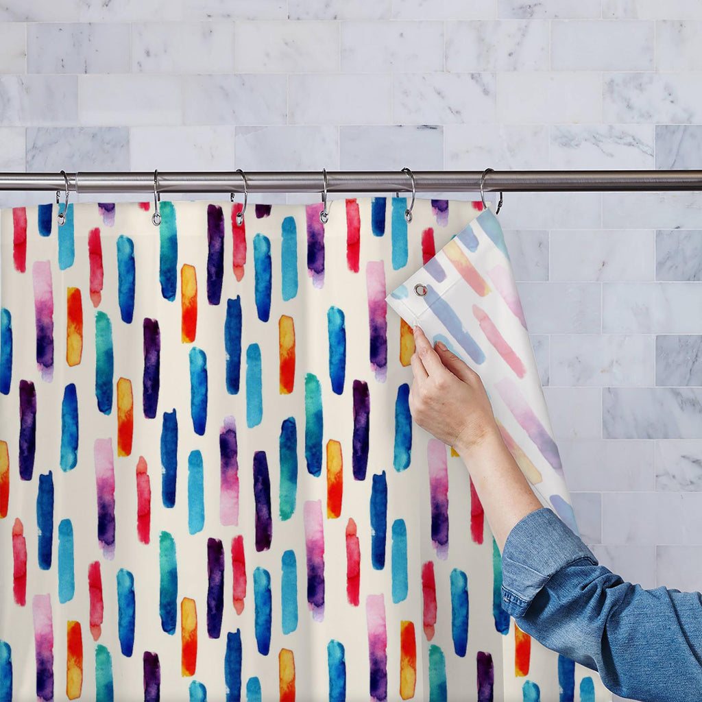 Hand Painted Strokes Washable Waterproof Shower Curtain-Shower Curtains-CUR_SH_EL-IC 5015866 IC 5015866, Abstract Expressionism, Abstracts, Ancient, Black and White, Books, Decorative, Digital, Digital Art, Geometric, Geometric Abstraction, Graphic, Historical, Illustrations, Medieval, Modern Art, Patterns, Semi Abstract, Stripes, Vintage, Watercolour, White, hand, painted, strokes, washable, waterproof, shower, curtain, watercolor, background, stroke, abstract, blue, brush, color, decor, decoration, drawn,