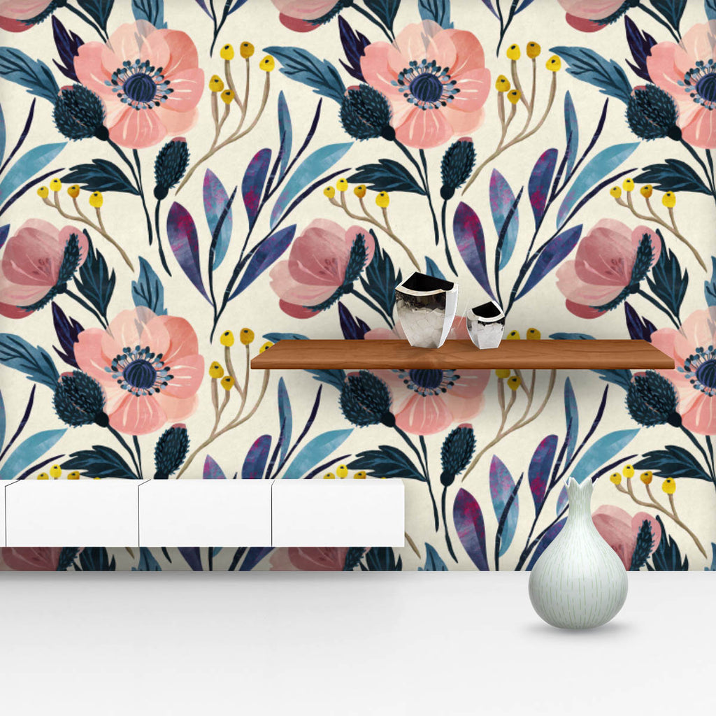Watercolor Floral Pattern D30 Wallpaper Roll-Wallpapers Peel & Stick-WAL_PA-IC 5015868 IC 5015868, Ancient, Art and Paintings, Botanical, Floral, Flowers, Historical, Illustrations, Medieval, Nature, Patterns, Retro, Scenic, Signs, Signs and Symbols, Vintage, Watercolour, watercolor, pattern, d30, wallpaper, roll, seamless, flower, blue, background, pink, poppy, purple, illustration, texture, yellow, berries, delicate, design, garden, paper, ranunculus, stem, art, backdrop, bloom, bud, colorful, leaf, musta