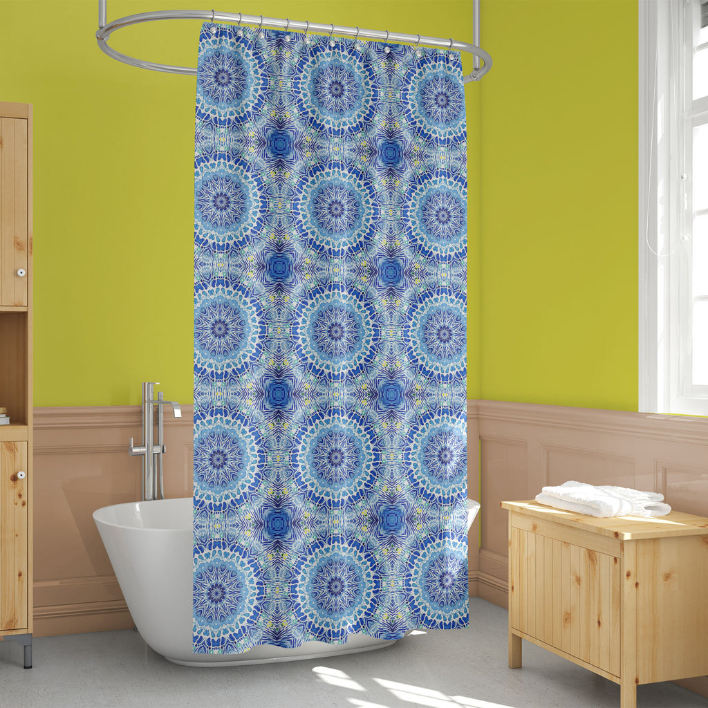 Blue Watercolor Ikat Washable Waterproof Shower Curtain-Shower Curtains-CUR_SH_EL-IC 5015883 IC 5015883, Abstract Expressionism, Abstracts, Botanical, Culture, Drawing, Ethnic, Floral, Flowers, Geometric, Geometric Abstraction, Ikat, Mandala, Nature, Patterns, Semi Abstract, Signs, Signs and Symbols, Traditional, Tribal, Watercolour, World Culture, blue, watercolor, washable, waterproof, shower, curtain, pattern, abstract, coral, ocean, background, bluish, brush, chakra, color, contemporary, decoration, des