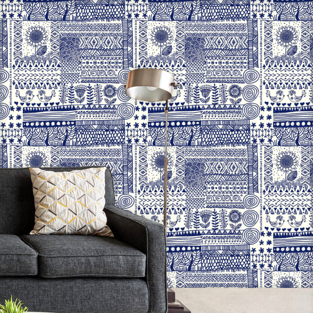 Blue White Abstract Wallpaper Roll-Wallpapers Peel & Stick-WAL_PA-IC 5015884 IC 5015884, Abstract Expressionism, Abstracts, Ancient, Birds, Black and White, Books, Botanical, Circle, Collages, Culture, Ethnic, Floral, Flowers, Geometric, Geometric Abstraction, Hipster, Historical, Illustrations, Mandala, Medieval, Nature, Patterns, Retro, Semi Abstract, Signs, Signs and Symbols, Traditional, Tribal, Vintage, White, World Culture, blue, abstract, wallpaper, roll, doodle, artwork, background, bird, card, cera
