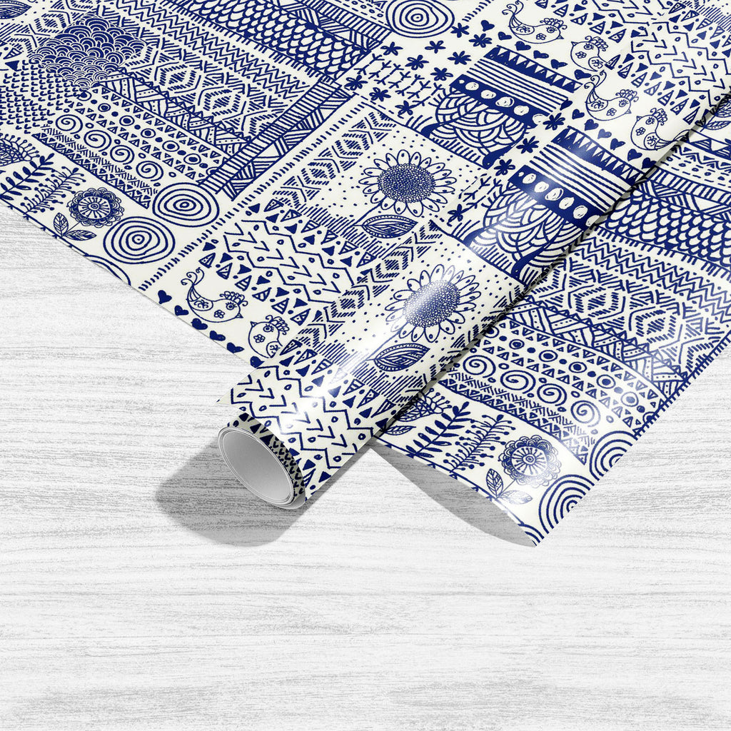 Blue White Abstract Art & Craft Gift Wrapping Paper-Wrapping Papers-WRP_PP-IC 5015884 IC 5015884, Abstract Expressionism, Abstracts, Ancient, Birds, Black and White, Books, Botanical, Circle, Collages, Culture, Ethnic, Floral, Flowers, Geometric, Geometric Abstraction, Hipster, Historical, Illustrations, Mandala, Medieval, Nature, Patterns, Retro, Semi Abstract, Signs, Signs and Symbols, Traditional, Tribal, Vintage, White, World Culture, blue, abstract, art, craft, gift, wrapping, paper, doodle, artwork, b